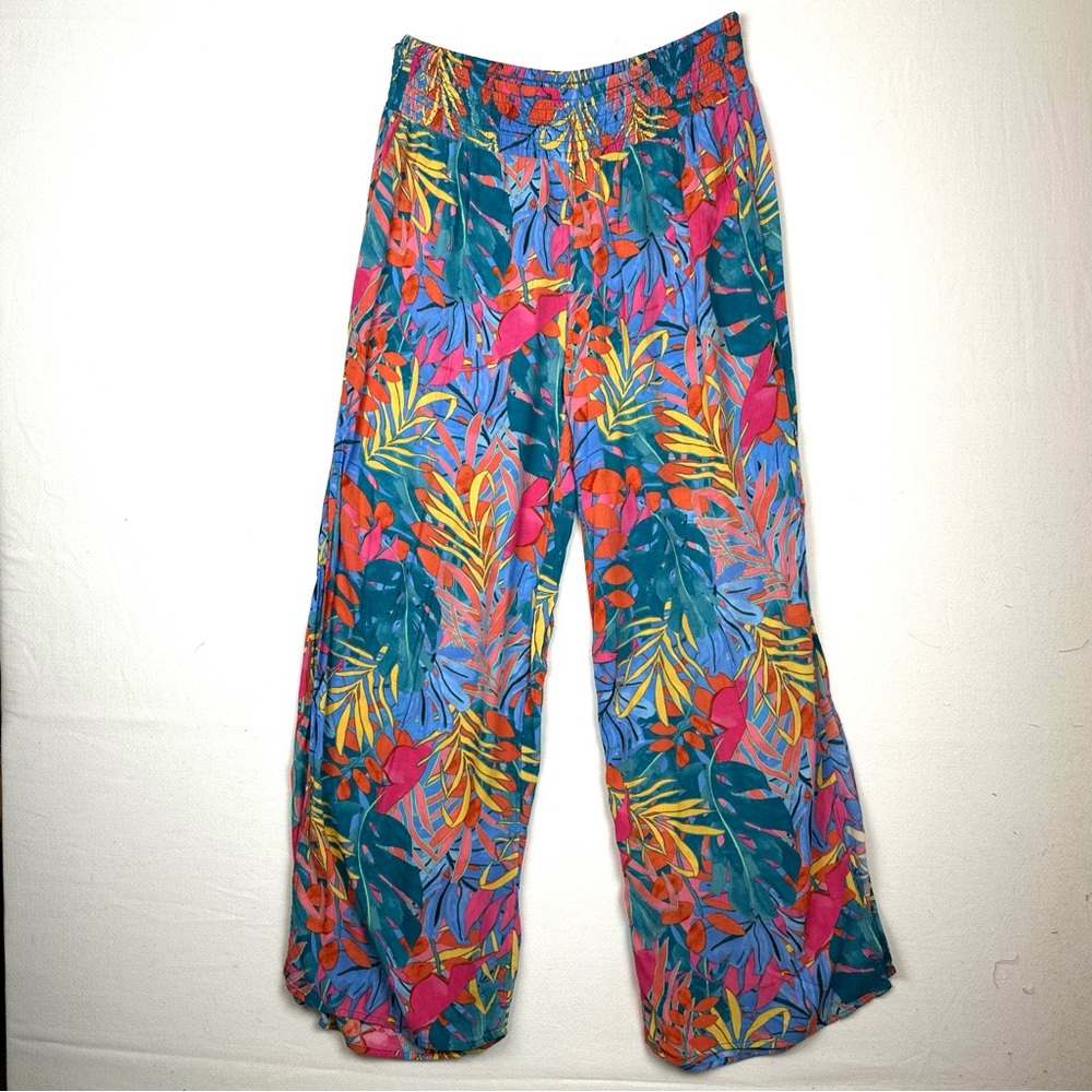 Kona Sol Tropical Hawaiian Floral Palazzo Pants Swim Vacation Resort
